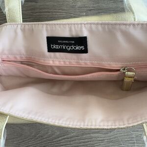 Bloomingdale’s Metallic Gold Tote Bag Pink Lining NWT Y2K Style
